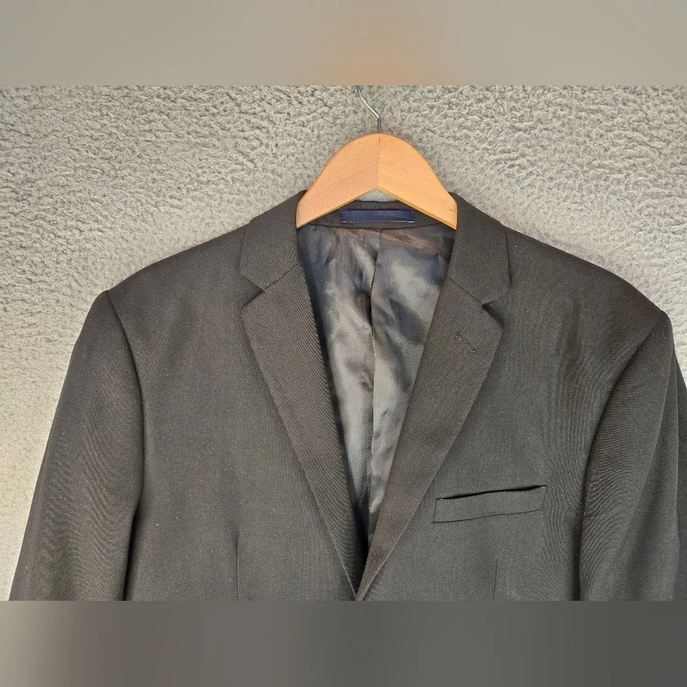 Braveman Mens Blazer Jacket Sz 42R Black 2 Button Front Out &  Inside Pockets